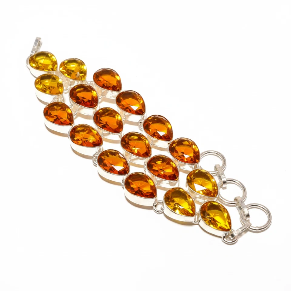 Attraktive Quarz Edelstein Kette Armband 925 Sterling Silber für Damen