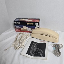 AT T Trimline 230 Ivory Corded Memory Telephone w/ Box, Manual  Cords VTG Prop