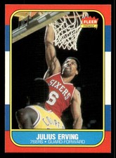 1986-87 Fleer #31 Julius Erving Philadelphia 76ers MINT NO RESERVE!