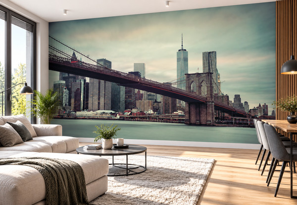 Photo Tapete Fototapete City Skyline GrüN Matt New York 368X254 Cm Neu-image
