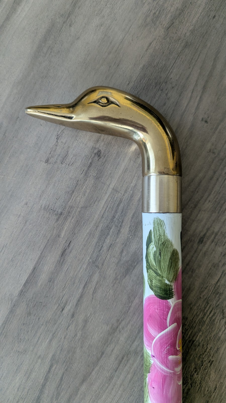 Walking Cane, Hand Painted With Solid Brass Duck … - image 3