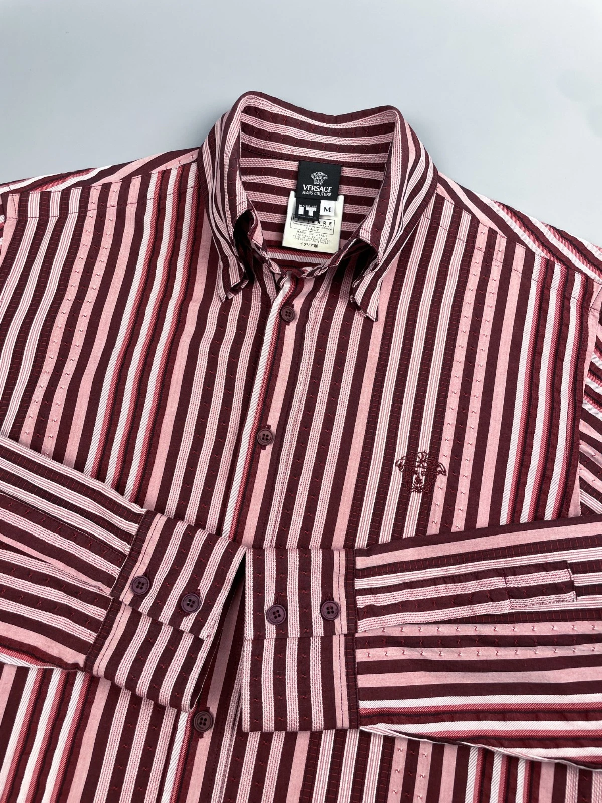 Men's SS03 Versace Jeans Couture Boro Red Striped Long Sleeve Shirt Size M
Opens in a new window or