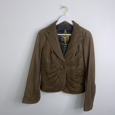 Mackage 100% Lamb Leather Fitted Jacket Size M Brown Y2K 2000's Designer