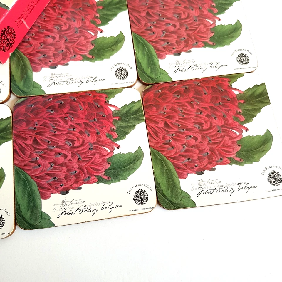 THE GARDENS TABLE Waratah Coaster Set Botanical Flower Royal Botanic Gardens Foto 3 de 4