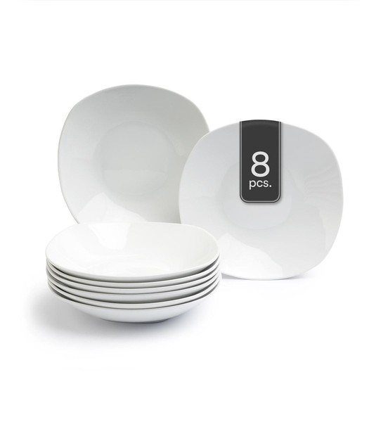Suppenteller Tiefteller Salatteller 8Er Set Tief Porzellan Weiß Eckig 22 Cm-image