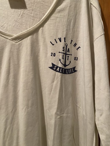 Camicia donna Salt Life scollo a V bianco sporco maniche 3/4 nuova con etichetta taglia S - Foto 2 di 4