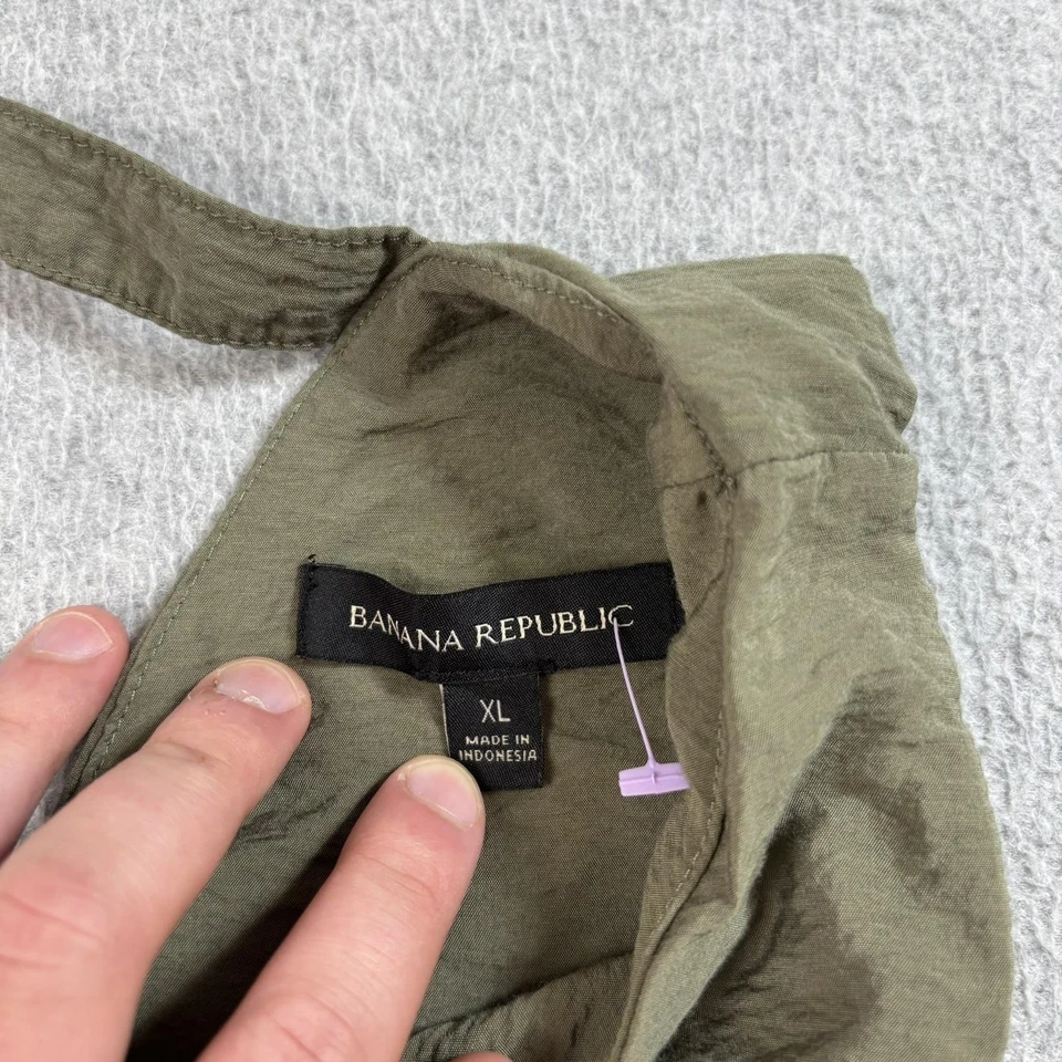 Vestido Banana Republic para mujer XL verde sin mangas midi cambio mezcla de rayón cuello en V Foto 3 de 4