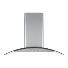Kitchen Cooker Hood Curved Glass Stainless Steel Extracts and Recirculates 600mm