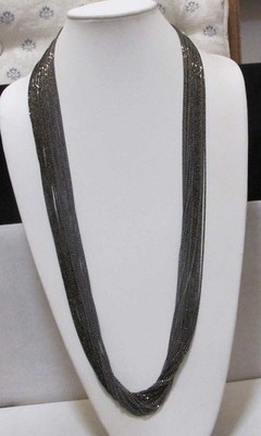 Signed NATASHA 22-Strand Sparkly Black- & Gray-Gold Necklace Max 38  NWT