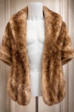 Vintage Mink Fur Stole Wrap Shawl Brown Luxury Evening Wedding Coat Cape