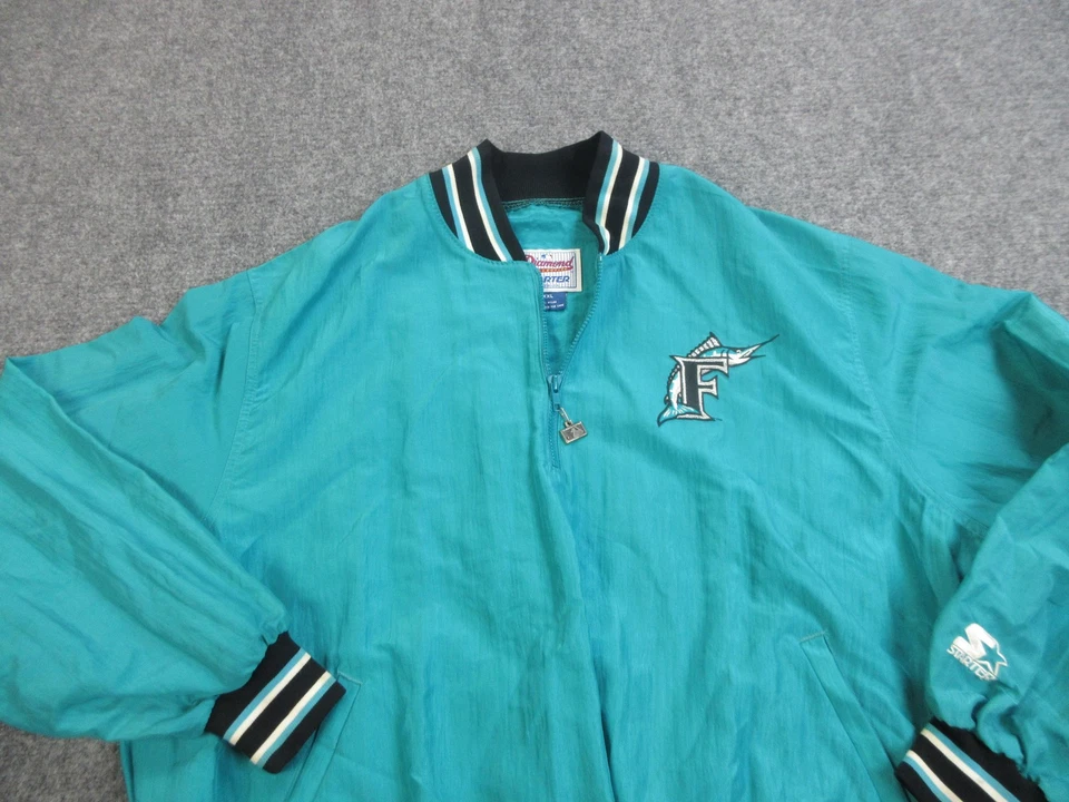 Chaqueta de colección de los Florida Marlins para hombre XXL verde azulado MLB béisbol suéter de iniciación años 90 Foto 3 de 4
