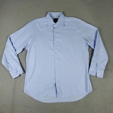 David Donahue Shirt Mens 16.5 Blue Trim Fit Dress Button Up Long Sleeve