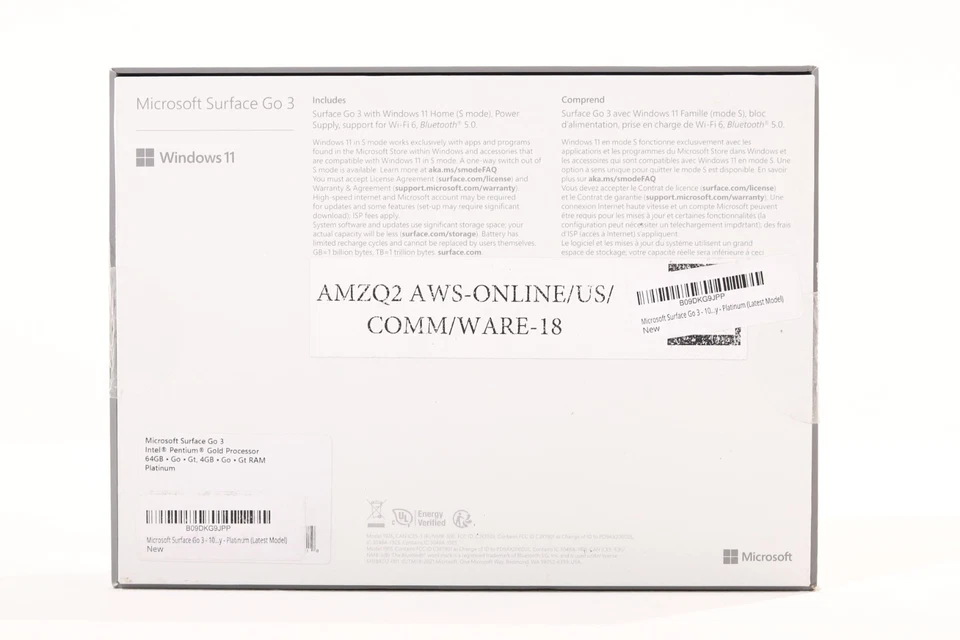 Microsoft Surface Go 3 10.5" Intel Pentium Gold CPU 4GB RAM 64GB eMMC Platinum - Image 3 of 4