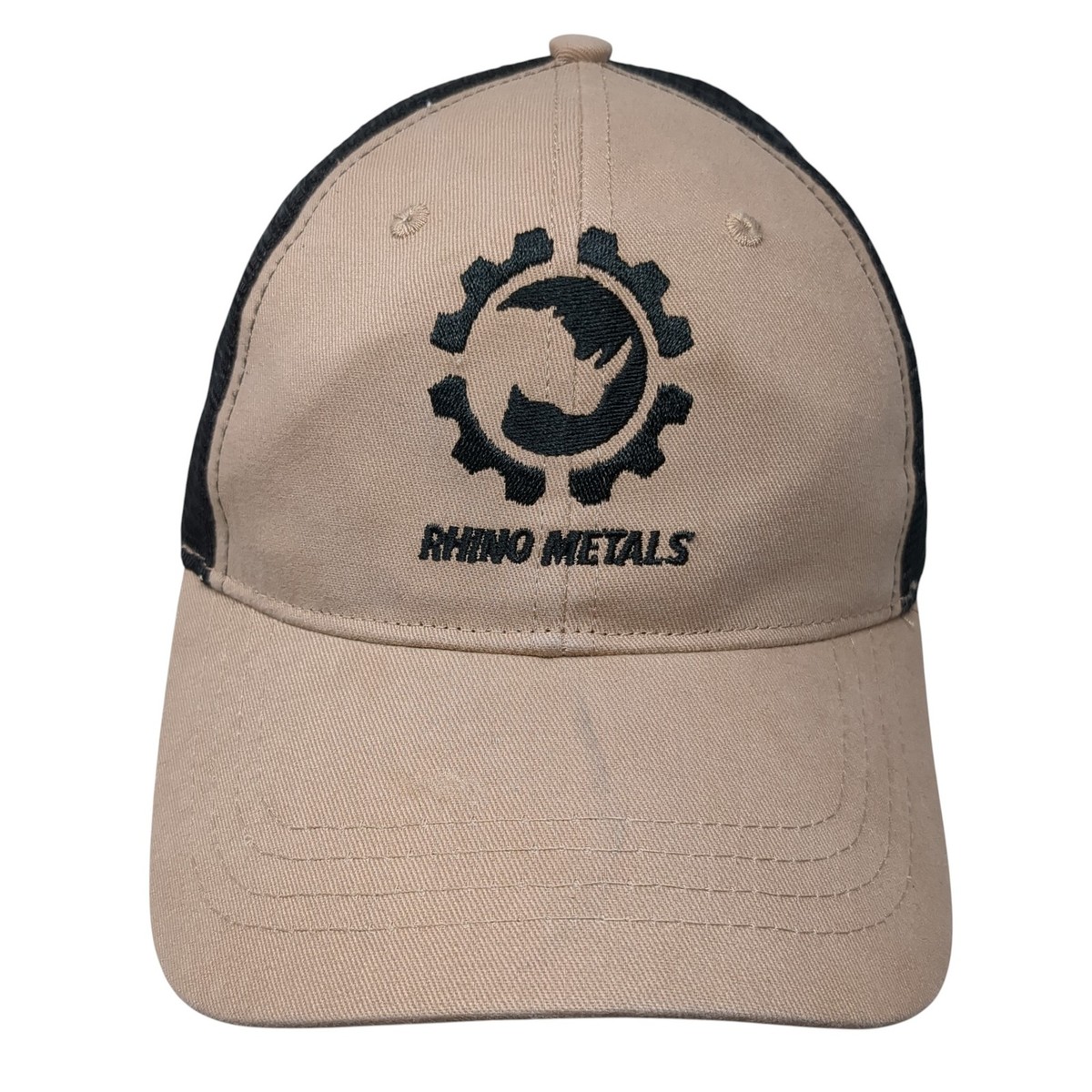 Rhino Metals Snapback Mesh Back Trucker Hat Beige One Size Cap America