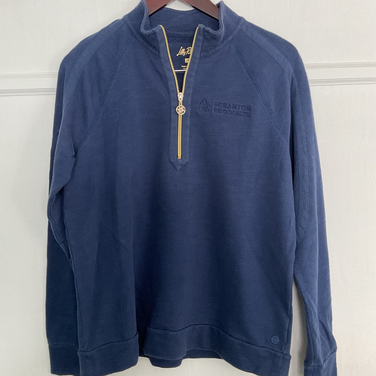 Lilly Pulitzer Pullover Half Zip Sweatshirt With Scranton Products Emblem Size M