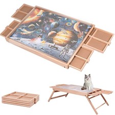 29.92"x22.04"Wooden Puzzle Table with Drawers Cover and Folding Legs,1000 Pie...