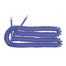 Telephone Handset Cord 16FT Blue RJ9 Landline Phone Cable Curly Wire 1 PCS
