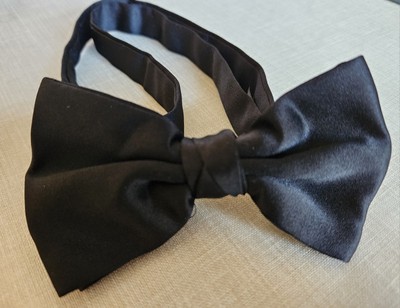 Vintage Fliege ohne Marke schwarz vorgebunden Polyester