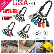 28PCS/4Set 1/4" Hex Shank Quick Release Keychain Screwdriver Drill Bit Holder