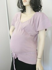 Tee shirt col V MC de grossesse coton bio BETTINA T 2 mauve Cherry on the cake