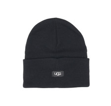 UGG L53107 Mens Black Solid Knit High Foldover Cuff Hat One Size