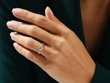 Round Moissanite Milgrain Vintage Engagement Ring Art Deco Proposal Ring For Her