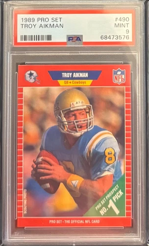1989 Pro Set Troy Aikman Rookie RC #490 PSA 9 Mint HOF Dallas Cowboys