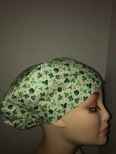 EURO SCRUB HAT St Patrick's Irish Shamrocks Surgical Cap CRNA CNOR Chef Green