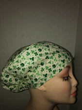 EURO SCRUB HAT St Patrick's Irish Shamrocks Surgical Cap CRNA CNOR Chef Green