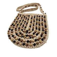 John Wind Straw and Beads Shoulder Purse