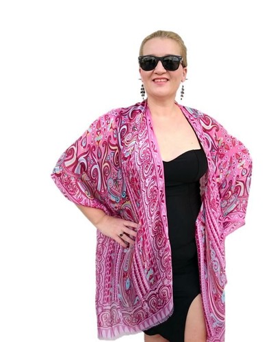 Silk Kimono Cover Up/ Pink Kimono 