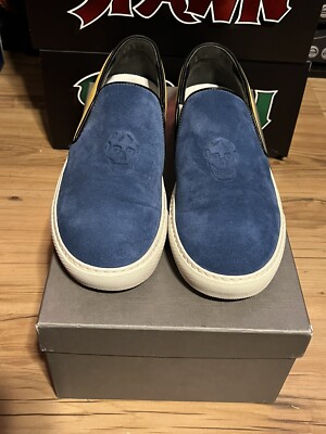 Alexander McQueen Deck Skate Skull Suede Slip-On Sneaker 370310