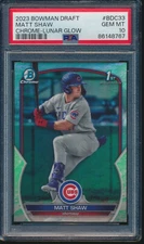 PSA 10 MATT SHAW 1st 2023 Bowman Chrome Draft LUNAR GLOW REFRACTOR RC GEM MINT