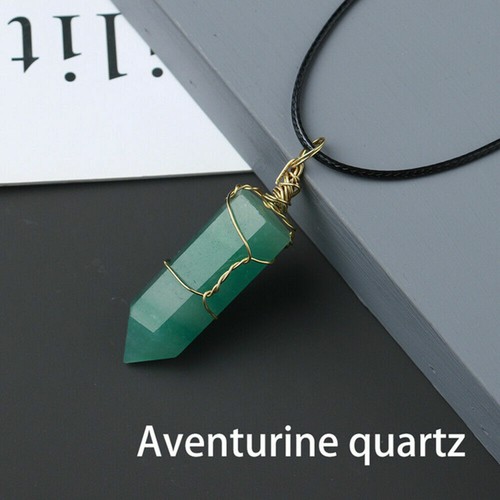 Natural Hexagonal Crystal Quartz Point Pendant Wire Wrap Stone Wand Necklace - Picture 11 of 38