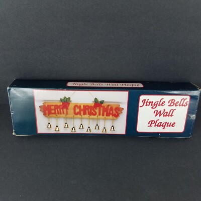 Merry Christmas Jingle Bells Wall Door Plaque Hanging Sign 16'' Long