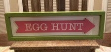Easter Egg Hunt Sign, Green  Pink Arrow Egg Hunt Decor Sign, Tabletop or Wall