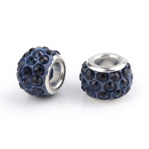 100pcs Rhinestone European Beads Large Hole Polymer Clay Spacer Bead 10~12mm - Picture 23 of 32