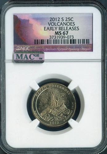2012-S Volcanoes Quarter NGC MS67 Early Release MAC Quality
