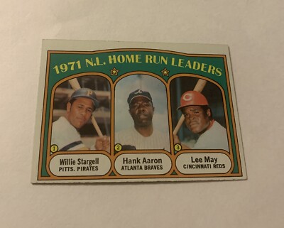 1972 Topps #89 HANK AARON-WILLIE STARGELL-LEE MAY Homerun Leaders card!