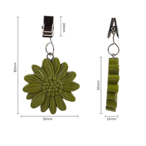 Green Sunflower Resin Tablecloth Clips Set of 4 Handcrafted Table Weights - Picture 5 of 6