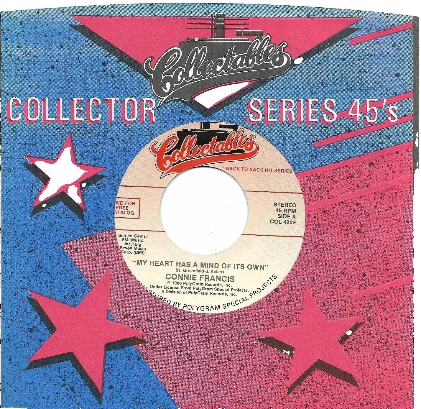 Connie Francis Pop 45 RPM Speed Vinyl Records