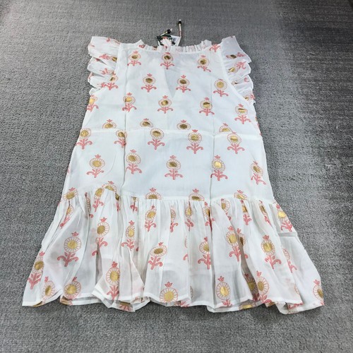 New Oliphant Dress Womens Small Cinched Flirty Leela Peach Lined 1149V White a55 - Picture 7 of 9