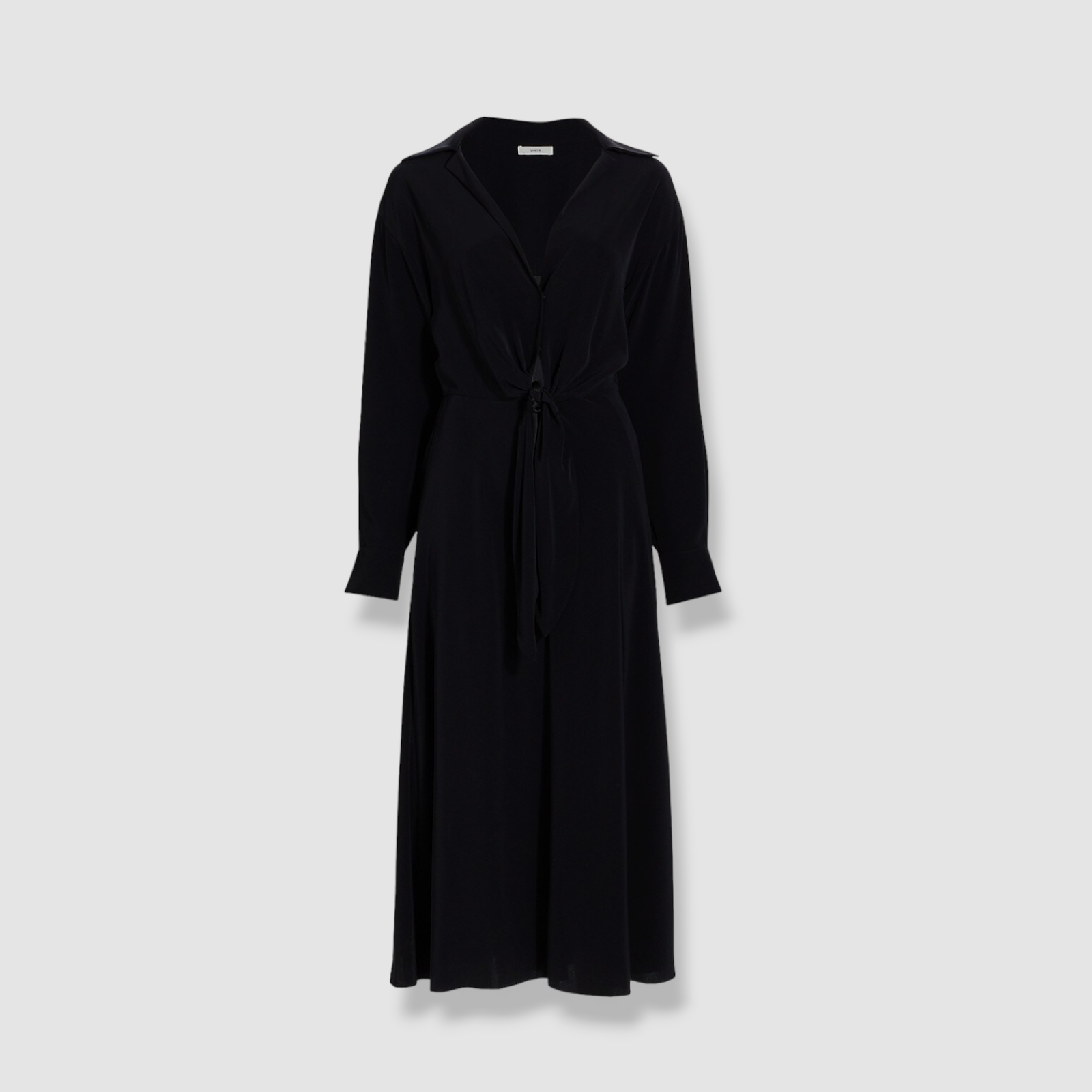 $526 Vince Women's Black Collared Twisted Front Shirt Dress Size Small