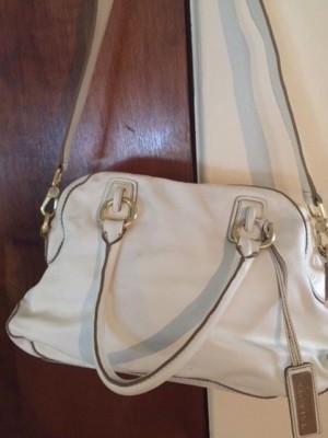 IVORY LEATHER TALBOTS SATCHEL HANDBAG