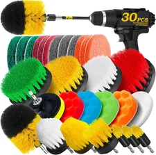 30Pack Drill Brush Attachments Set,Scrub Pads & Sponge, Power Scrubber Brush wit