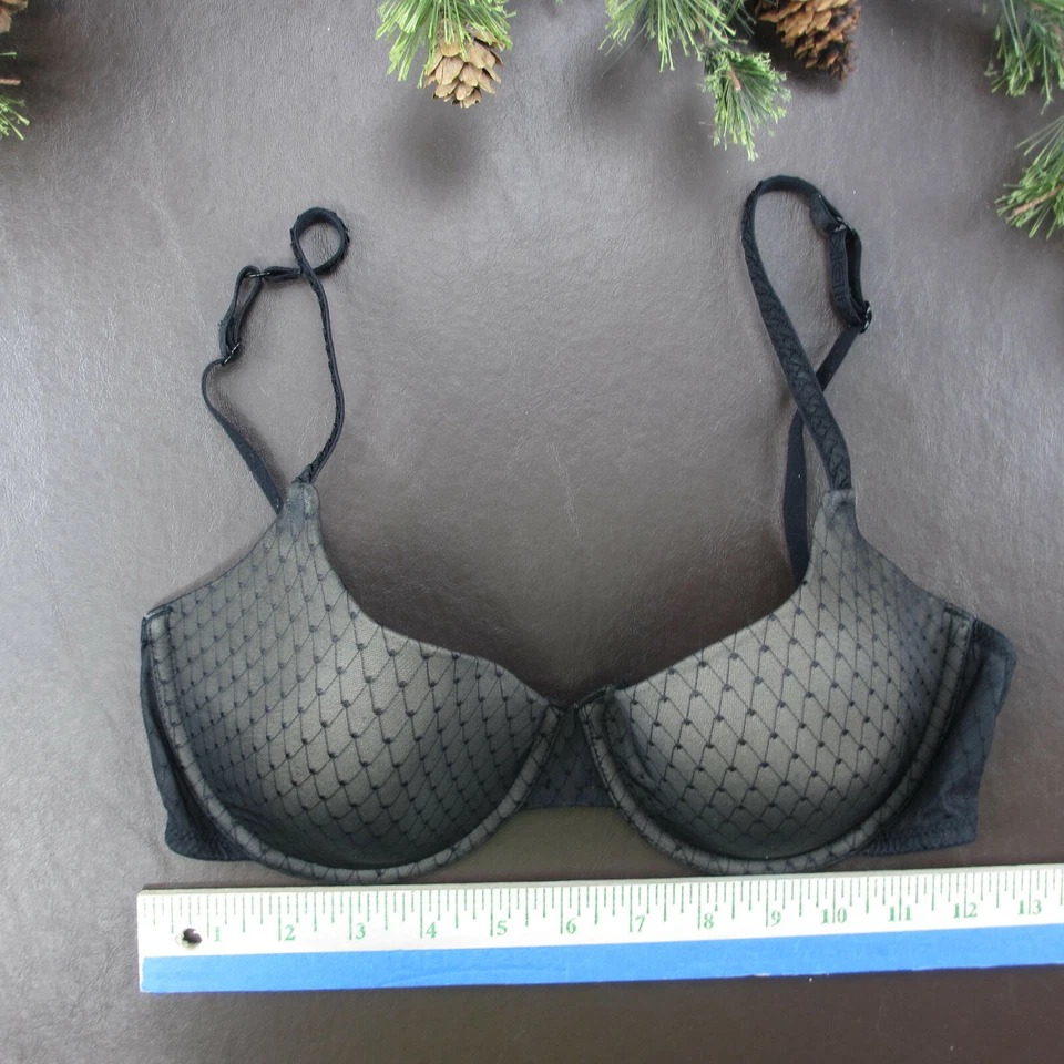 Бюстгальтер DKNY размер 34B черный кружевной с подкладкой пуш-ап на косточках регулируемая застежка сзади - Изображение 2 из 4
