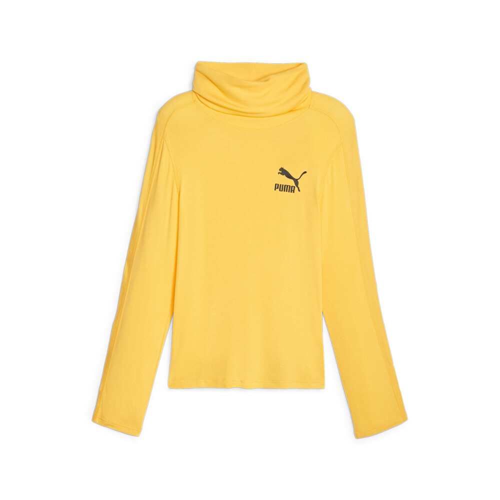 Puma Luxe Sport T7 Тонкий пуловер в рубчик с длинным рукавом, мужские желтые повседневные топы 6