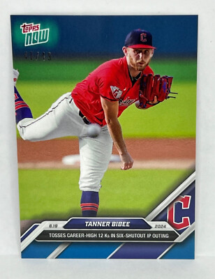 2024 Topps Now #318 Tanner Bibee Cleveland Guardians BLUE Parallel 41/49
