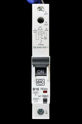 MK ELECTRIC MK 16 AMP CURVE B 6kA 30mA RCBO TYPE AC SENTRY 07934s 7934s