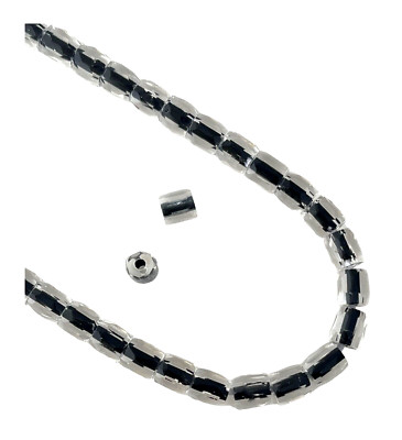 50 Beads Ornelka Russian Cut Crystals Faceted 7mm Tube Black Color Lined